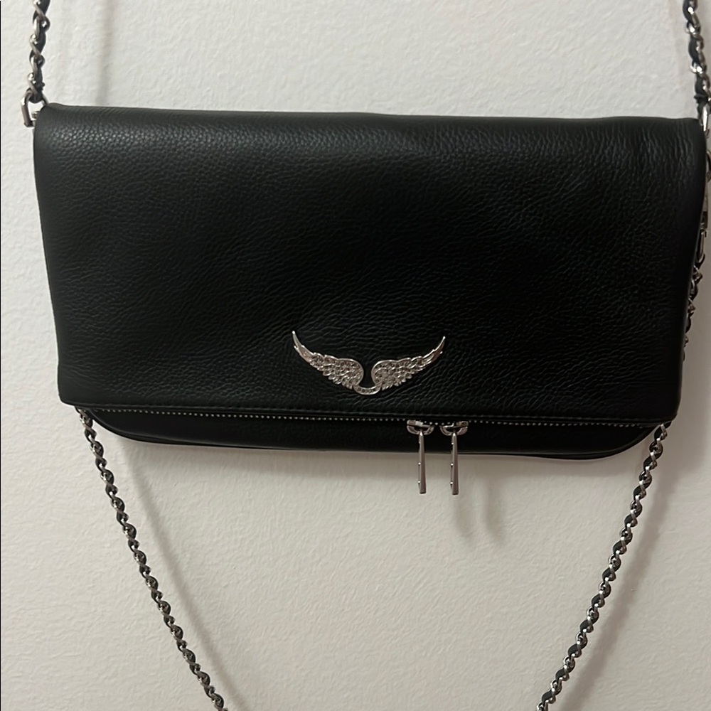 Zadig & Voltaire Black and Silver Rock Leather Shoulder Bag